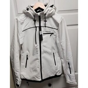 PinFin‎ White Windbreaker High Tech Jacket Women's Xl Fits Like A Large